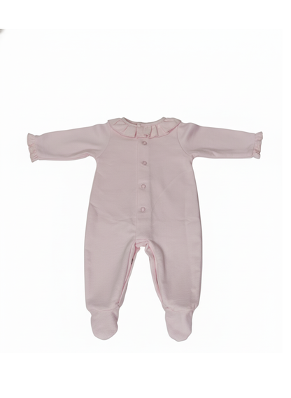 PELELE DE MANGA LARGA ROSA PASTEL CON CUELLO DE VOLANTE