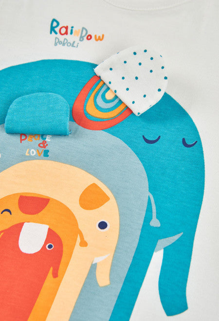 PELELE DE PUNTO CORTO BLANCO DE ELEFANTES DE COLORES