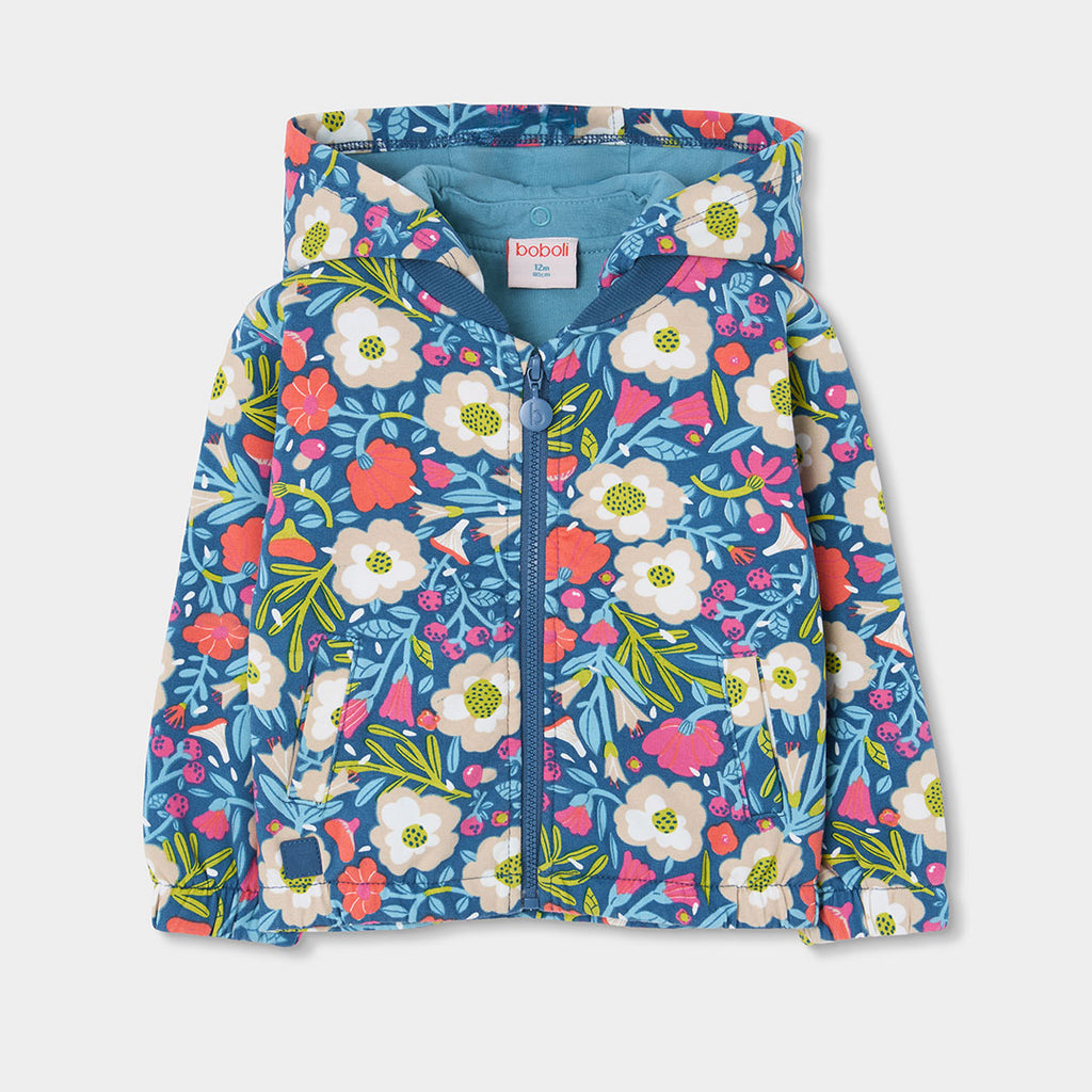 CHAQUETA DE FELPA CON ESTAMPADO DE FLORES