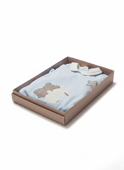 PELELE DE MANGA LARGA CELESTE DE OSITO Y CONEJITO