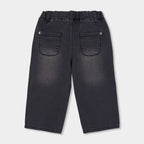 PANTALÓN VAQUERO DENIM NEGRO CON FLORES NIÑA