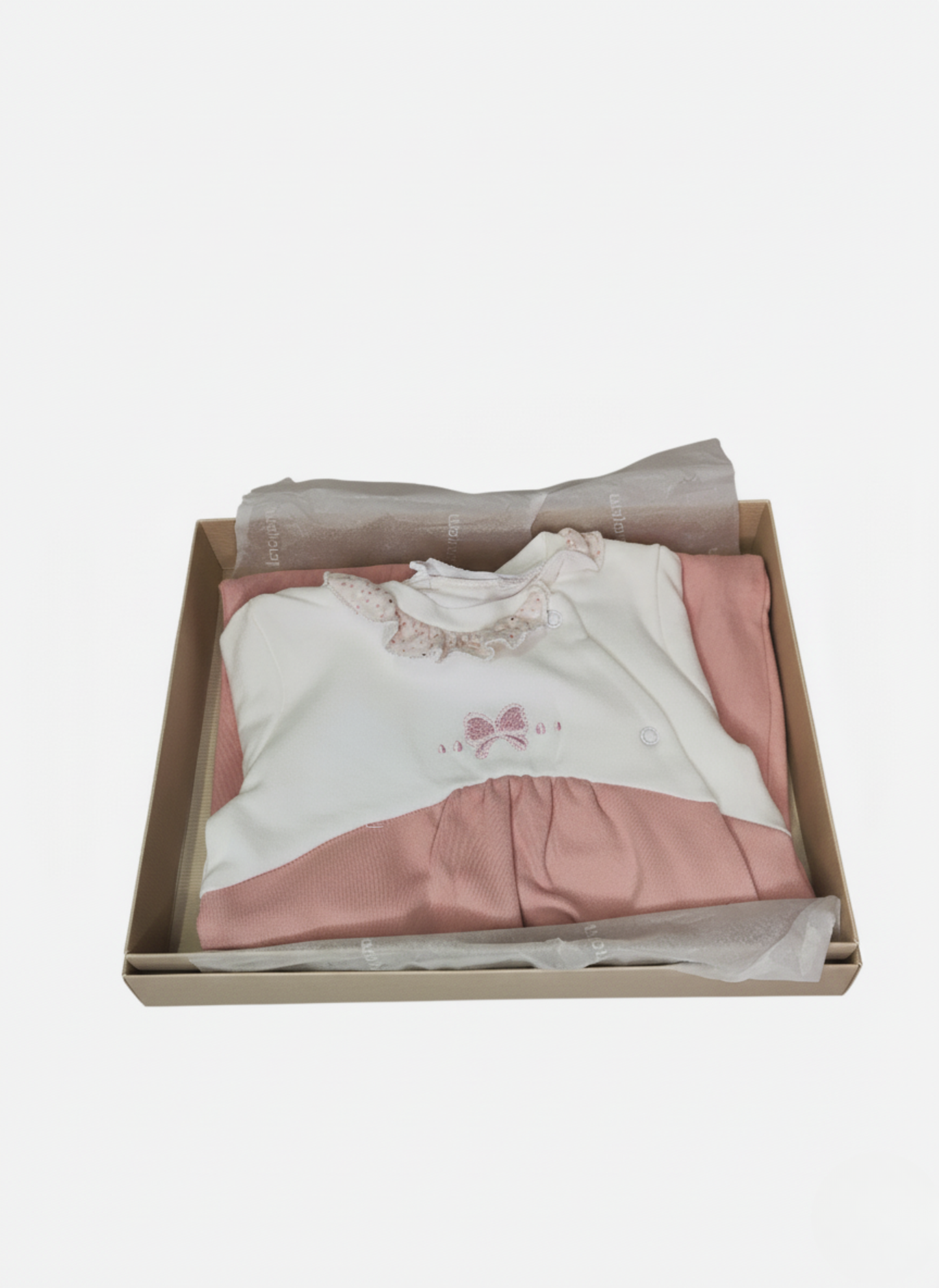 PELELE DE MANGA LARGA BLANCO Y ROSA CON ENCAJE