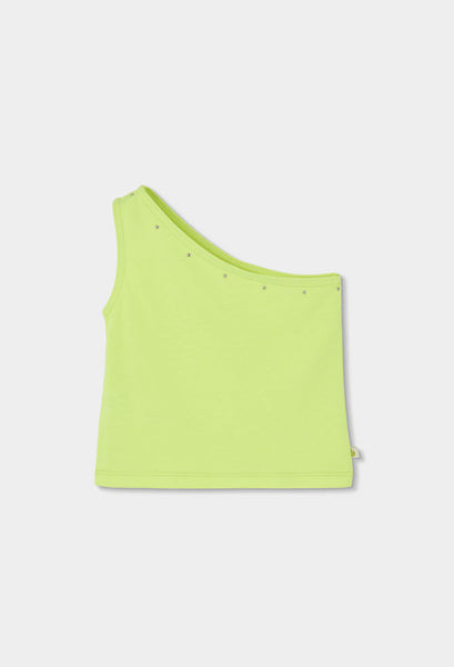 CAMISETA DE PUNTO A UN HOMBRO VERDE NEÓN