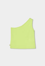 CAMISETA DE PUNTO A UN HOMBRO VERDE NEÓN