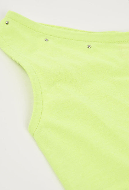 CAMISETA DE PUNTO A UN HOMBRO VERDE NEÓN