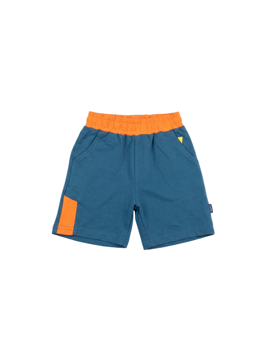 PANTALÓN CORTO DEPORTIVO AZUL Y NARANJA