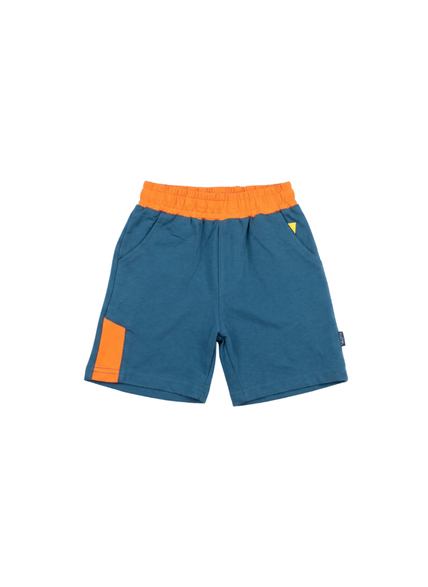 PANTALÓN CORTO DEPORTIVO AZUL Y NARANJA