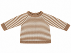CONJUNTO DE PUNTO PARA BEBÉ CON POLAINA BEIGE Y BLANCO