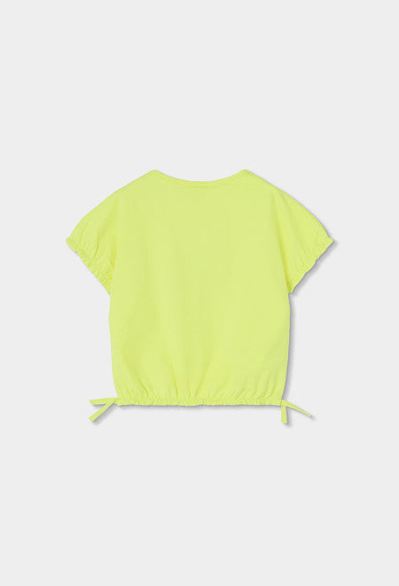 CAMISETA DE PUNTO CON FLOR VERDE NEÓN