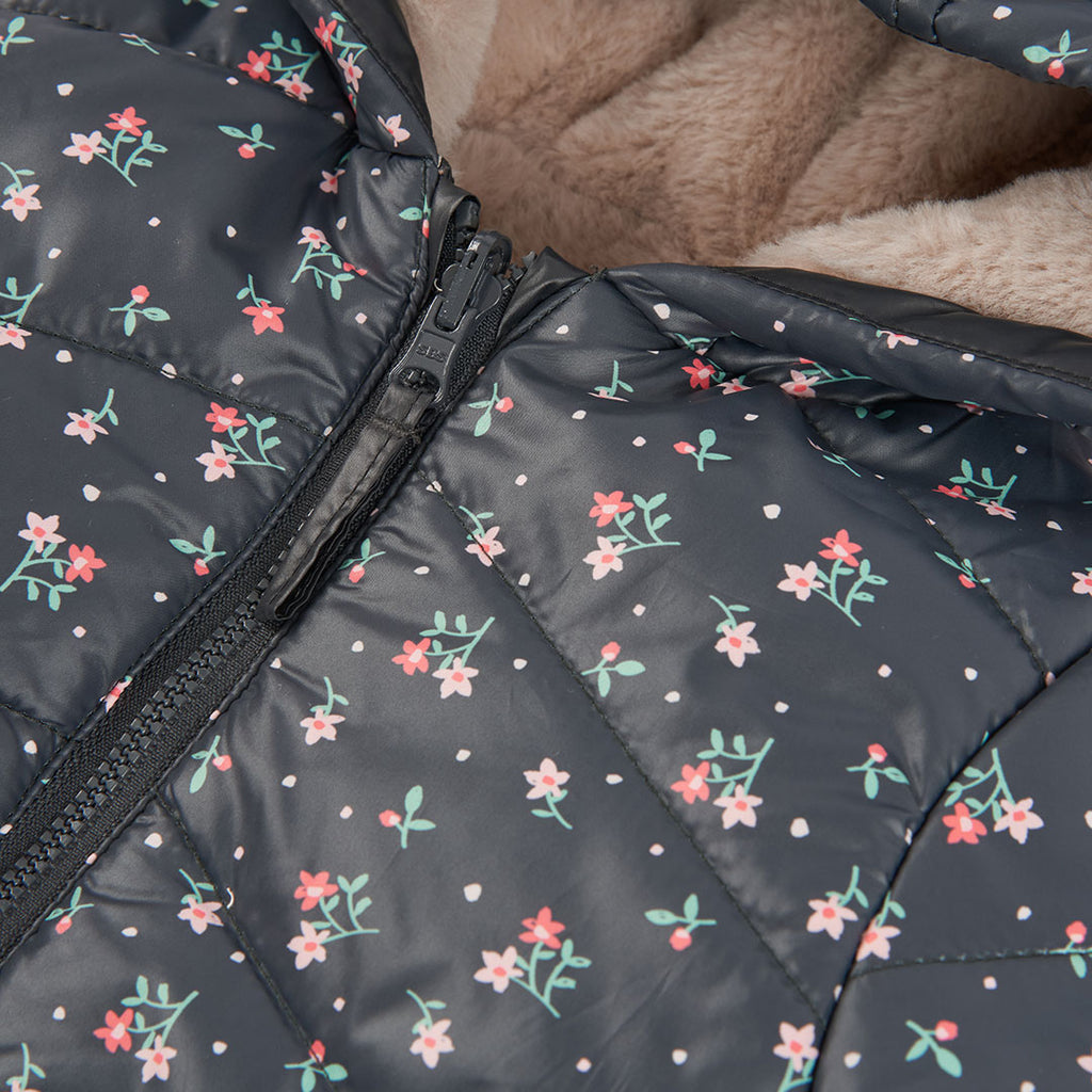 PARKA REVERSIBLE CON ESTAMPADO DE FLORES NIÑA