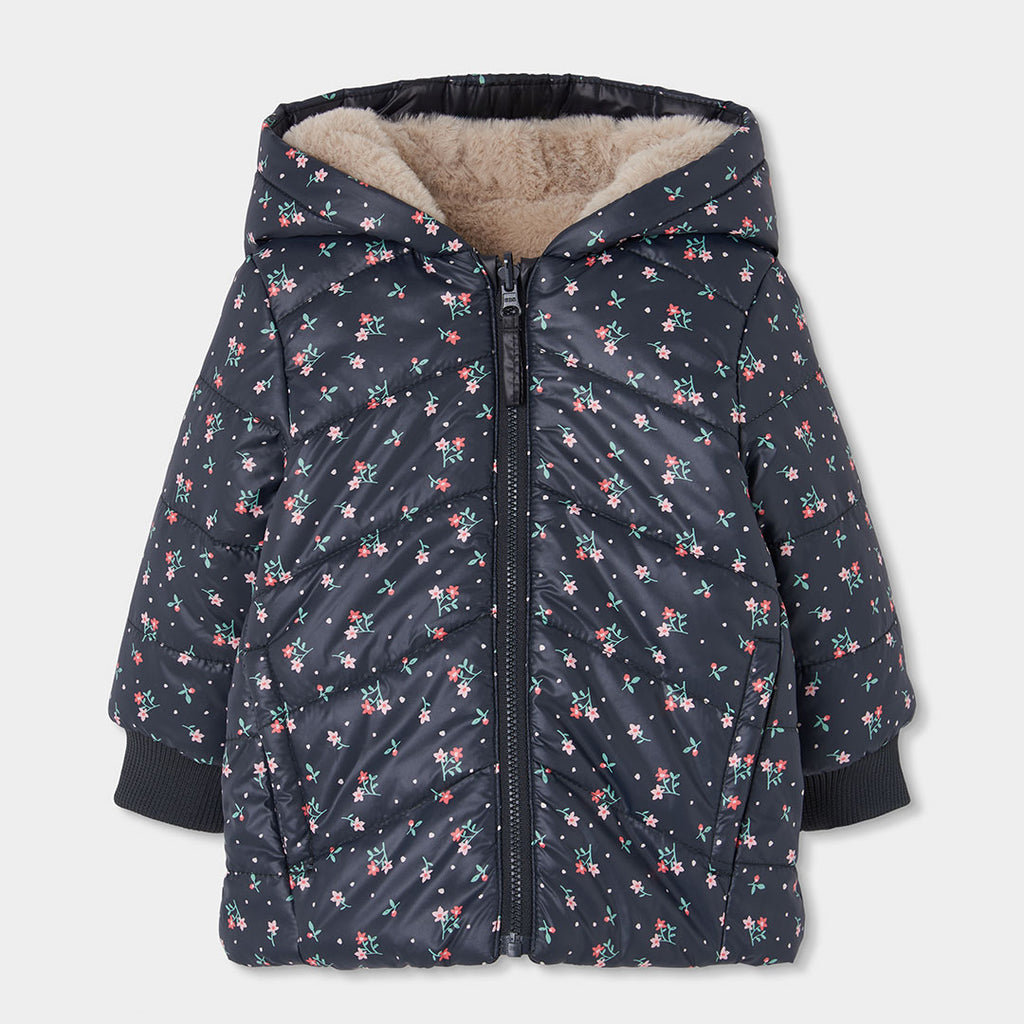 PARKA REVERSIBLE CON ESTAMPADO DE FLORES NIÑA