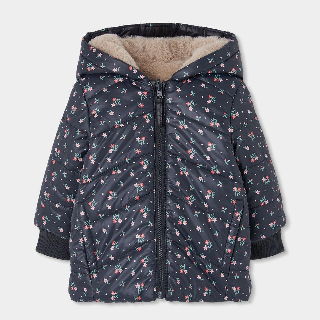 PARKA REVERSIBLE CON ESTAMPADO DE FLORES NIÑA