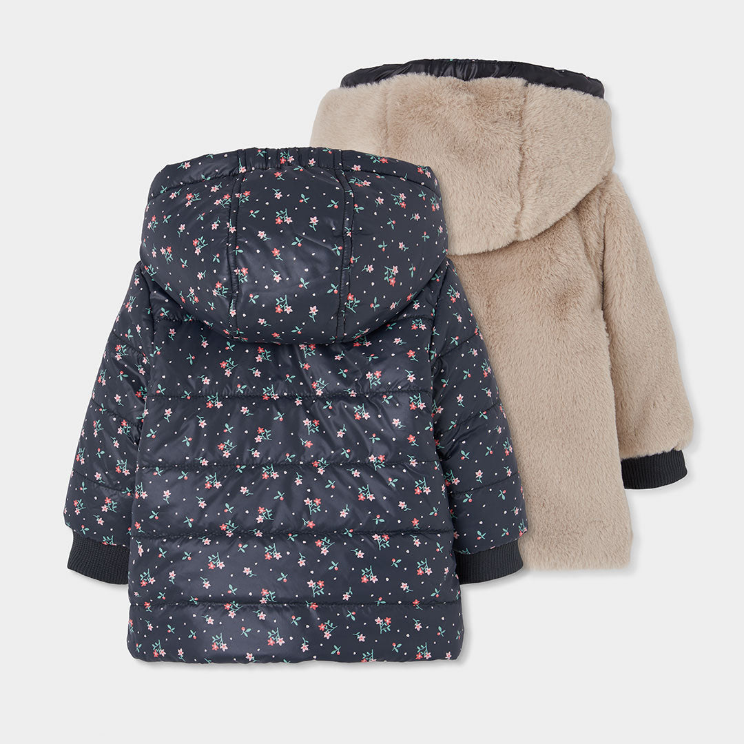 PARKA REVERSIBLE CON ESTAMPADO DE FLORES NIÑA