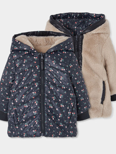 PARKA REVERSIBLE CON ESTAMPADO DE FLORES NIÑA