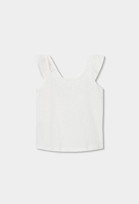 CAMISETA DE TIRANTES DE PUNTO FLAMENCO BLANCA