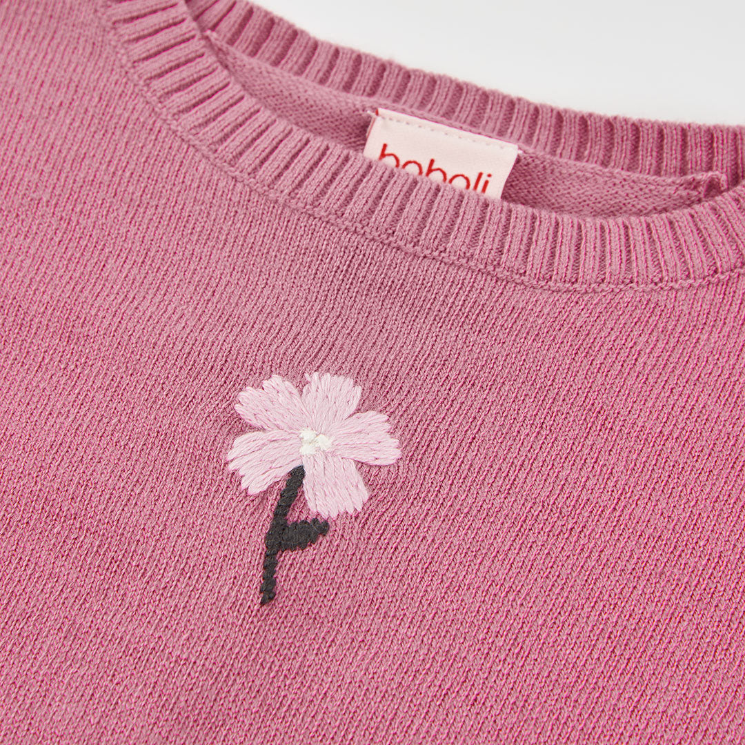 JERSEY TRICOTOSA MANGA LARGA NIÑA CON FLOR