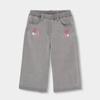 PANTALÓN DENIM GRIS CON FLORES