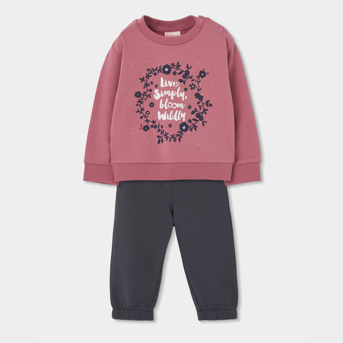 CONJUNTO DE FELPA MANGA LARGA PARA NIÑA ROSA