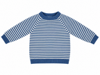 CONJUNTO DE PUNTO PARA BEBÉ CON PETO Y JERSEY DE RAYAS AZUL Y BLANCO