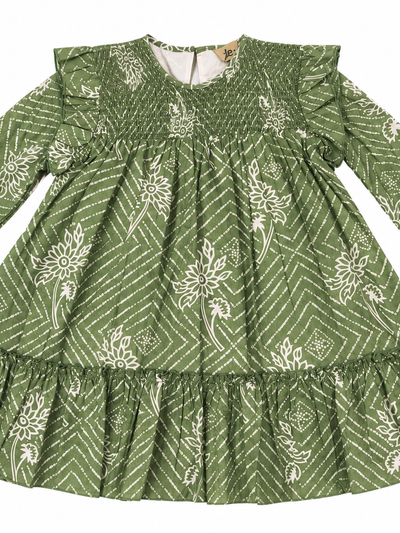 VESTIDO VERDE ESTAMPADO DE ESPIGAS NIÑA