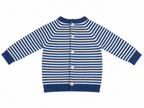 CONJUNTO DE PUNTO PARA BEBÉ CON PETO Y JERSEY DE RAYAS AZUL Y BLANCO