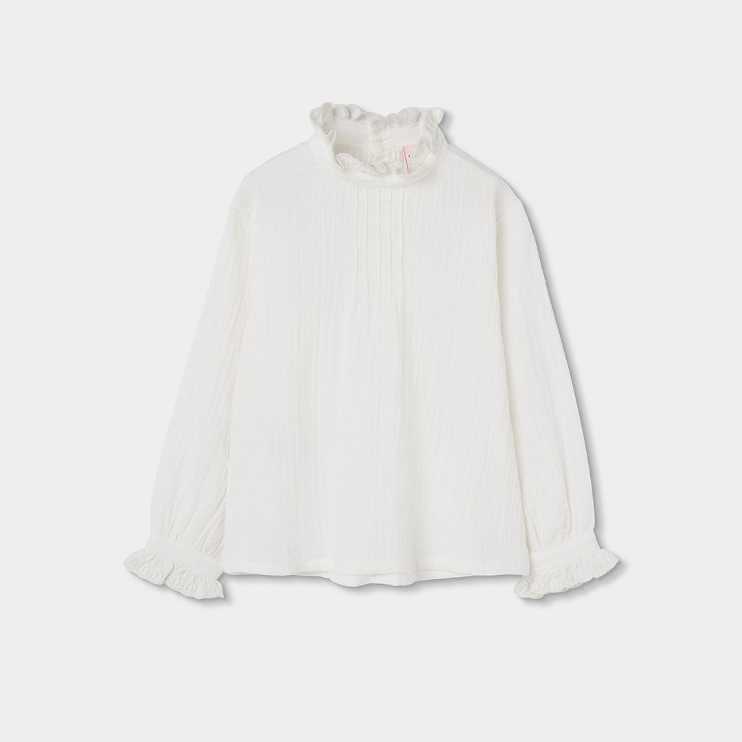 BLUSA DE MUSELINA BLANCA PARA NIÑA