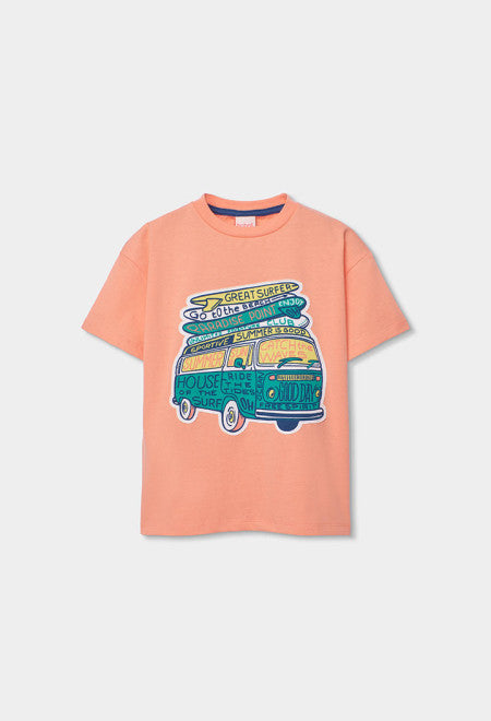 CAMISETA DE PUNTO COLOR SALMÓN
