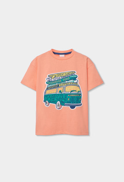 CAMISETA DE PUNTO COLOR SALMÓN
