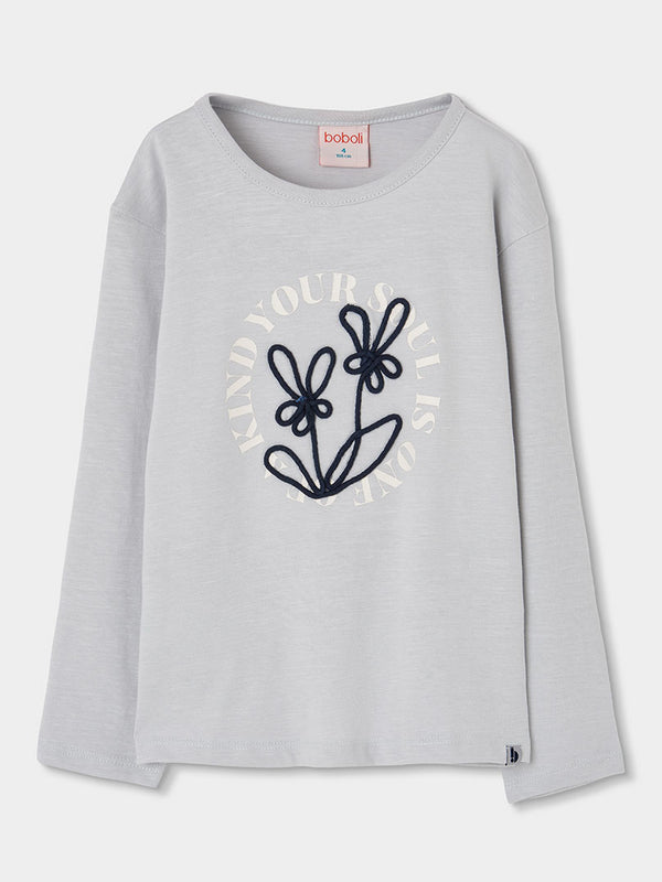 CAMISETA DE PUNTO FLAMÉ PARA NIÑA MANGA LARGA