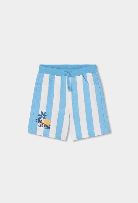 BERMUDAS DE FELPA LISTADO BICOLOR AZUL Y BLANCO