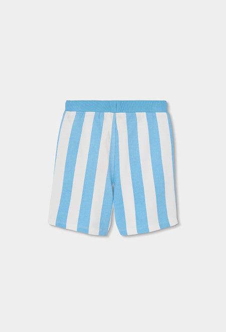 BERMUDAS DE FELPA LISTADO BICOLOR AZUL Y BLANCO