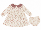 VESTIDO FLORECITAS ROSA Y VERDE BEBE