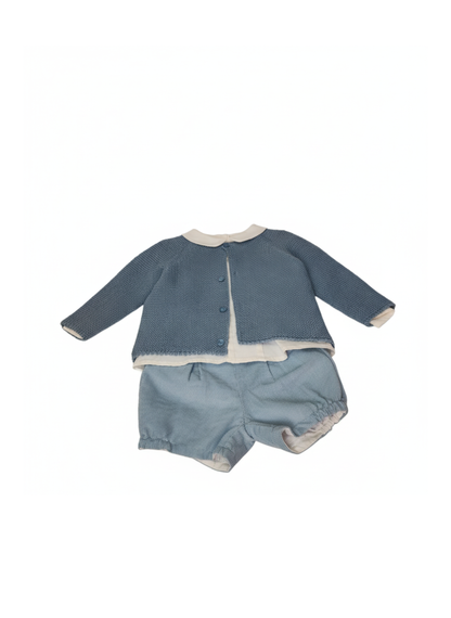 CONJUNTO DE TRES PIEZAS AZUL MARINO