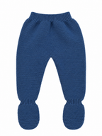 CONJUNTO DE PUNTO PARA BEBÉ CON POLAINA Y OSITO AZUL