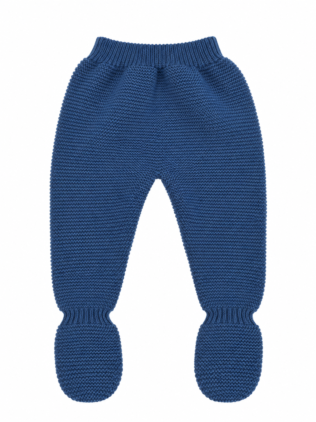 CONJUNTO DE PUNTO PARA BEBÉ CON POLAINA Y OSITO AZUL