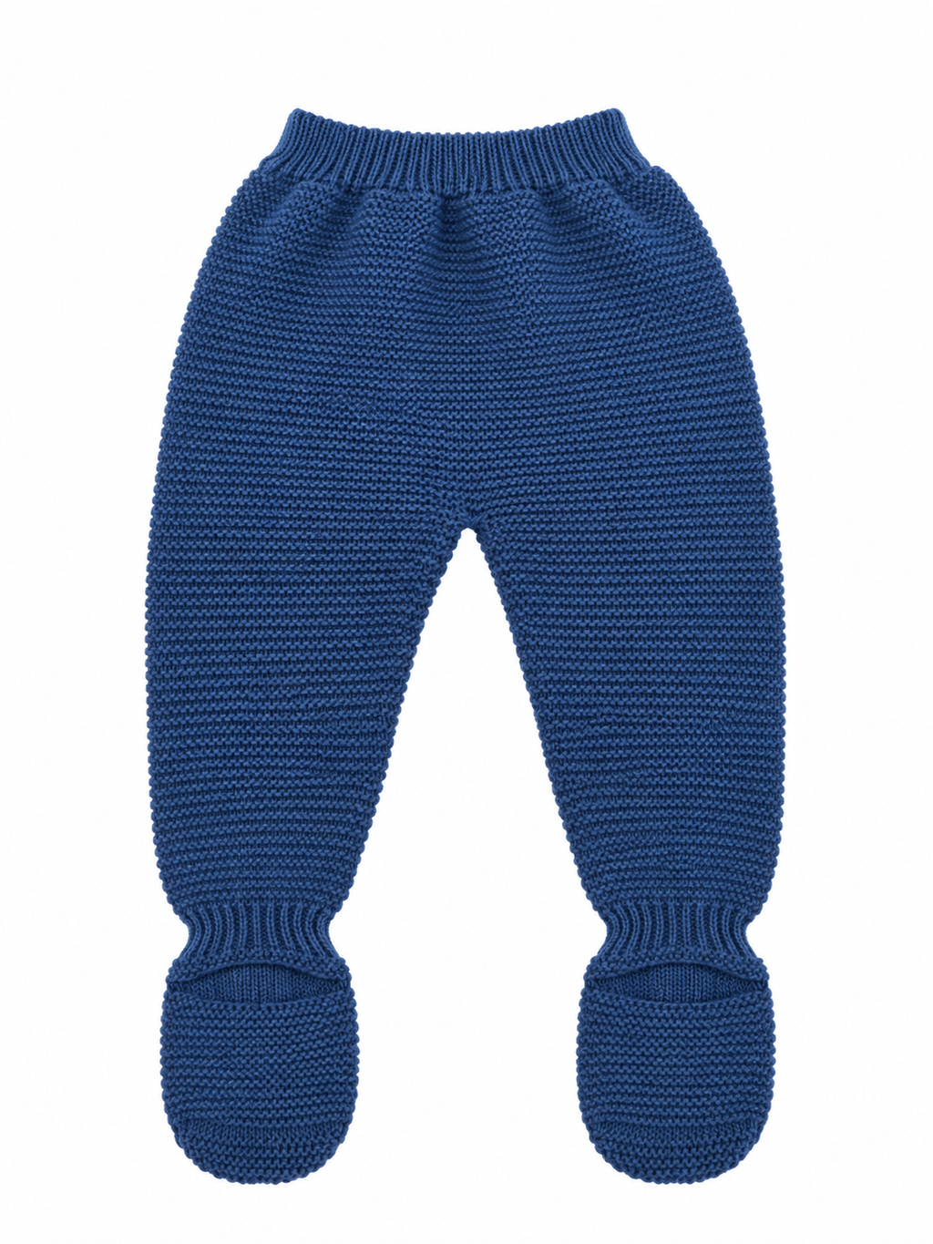 CONJUNTO DE PUNTO PARA BEBÉ CON POLAINA Y OSITO AZUL