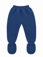 CONJUNTO DE PUNTO PARA BEBÉ CON POLAINA Y OSITO AZUL