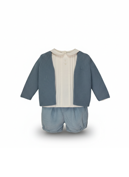 CONJUNTO DE TRES PIEZAS AZUL MARINO