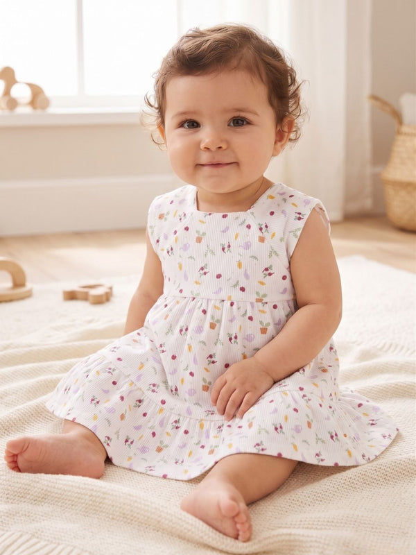 VESTIDO SIN MANGAS BLANCO CON ESTAMPADO