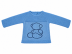 CONJUNTO DE PUNTO PARA BEBÉ CON POLAINA Y OSITO AZUL