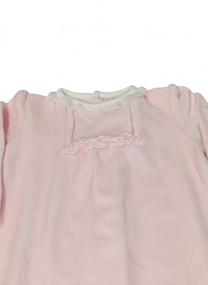 PELELE DE MANGA LARGA ROSA CON CUELLO DE ENCAJE