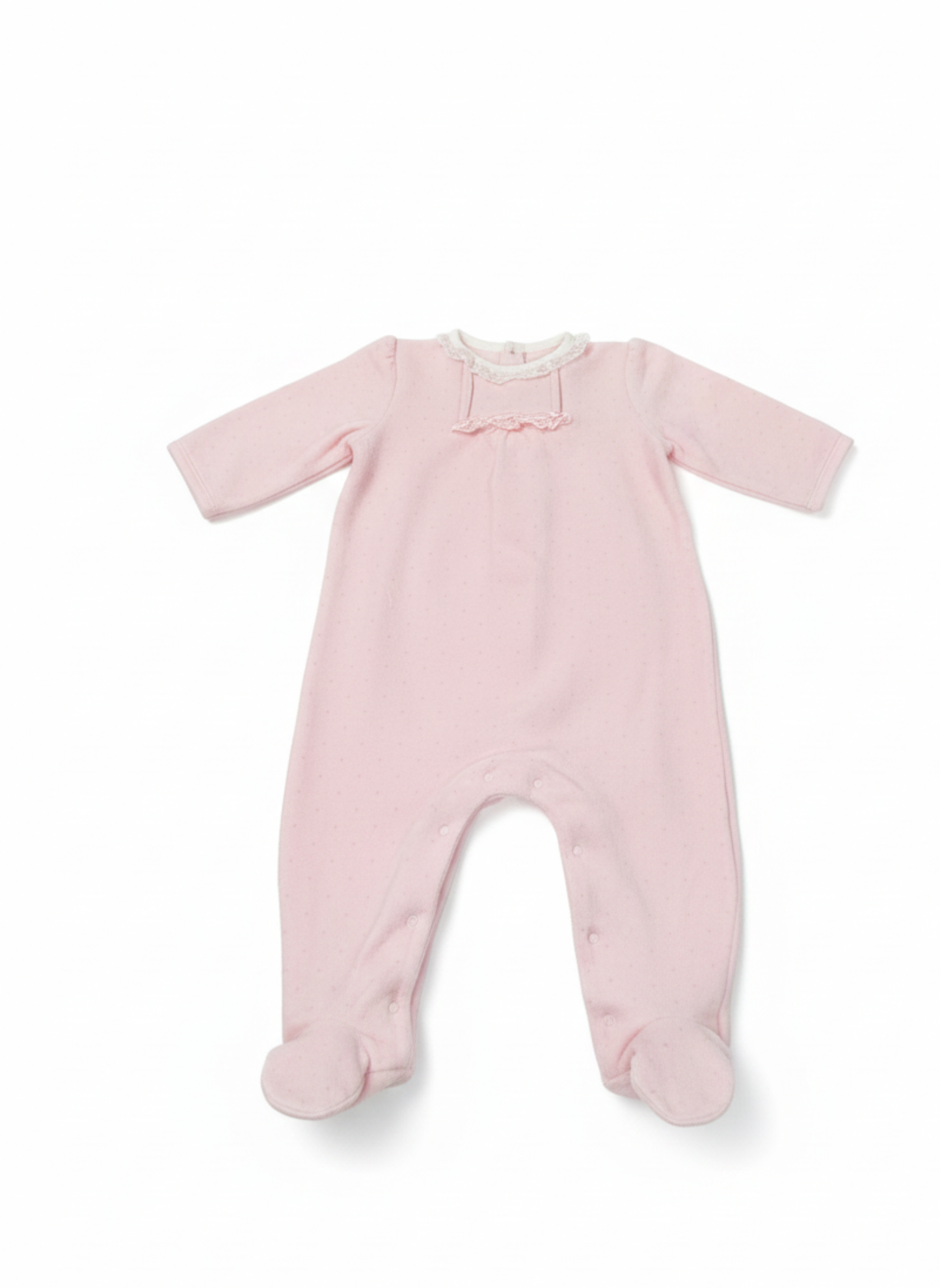 PELELE DE MANGA LARGA ROSA CON CUELLO DE ENCAJE