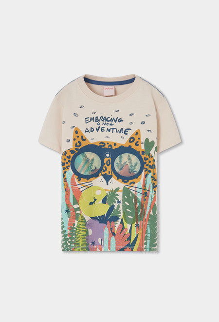 CAMISETA DE PUNTO BLANCA CON GATO