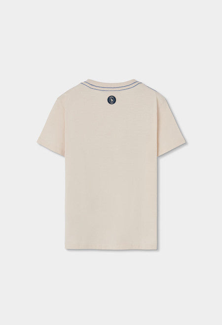CAMISETA DE PUNTO BLANCA CON GATO