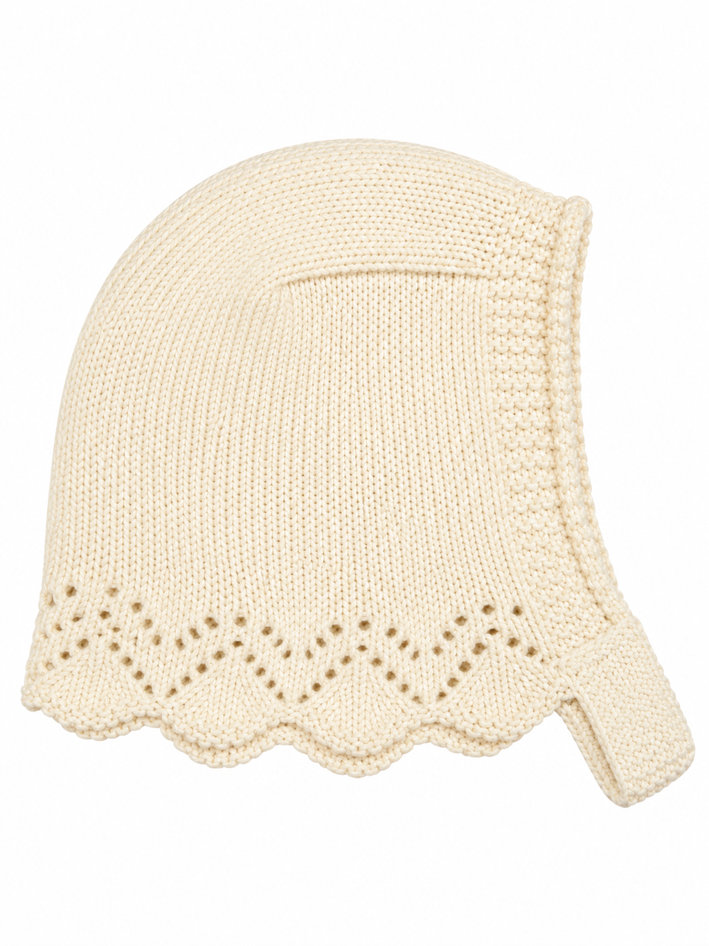 GORRO DE PUNTO PARA BEBÉ CON DETALLES CALADOS BLANCO ROTO